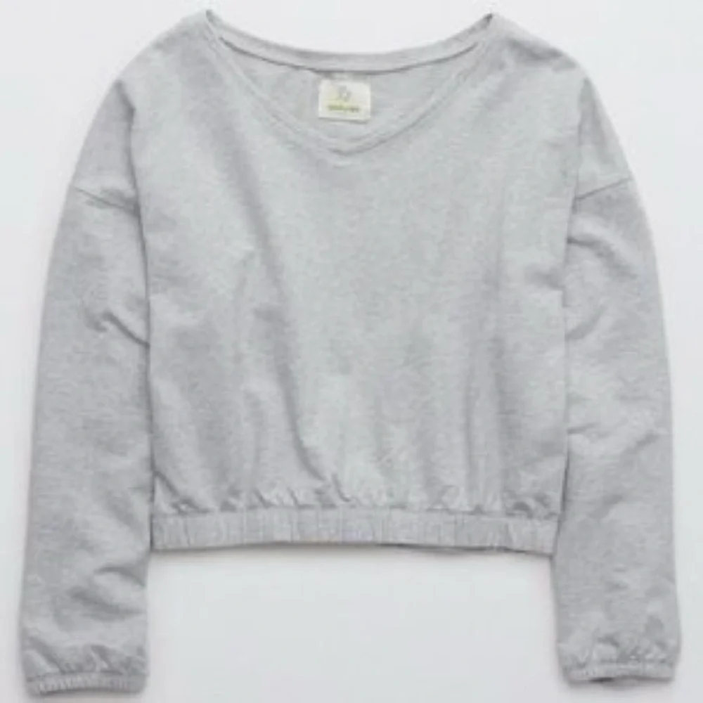 aerie Light Gray Cropped Sweatshirt
